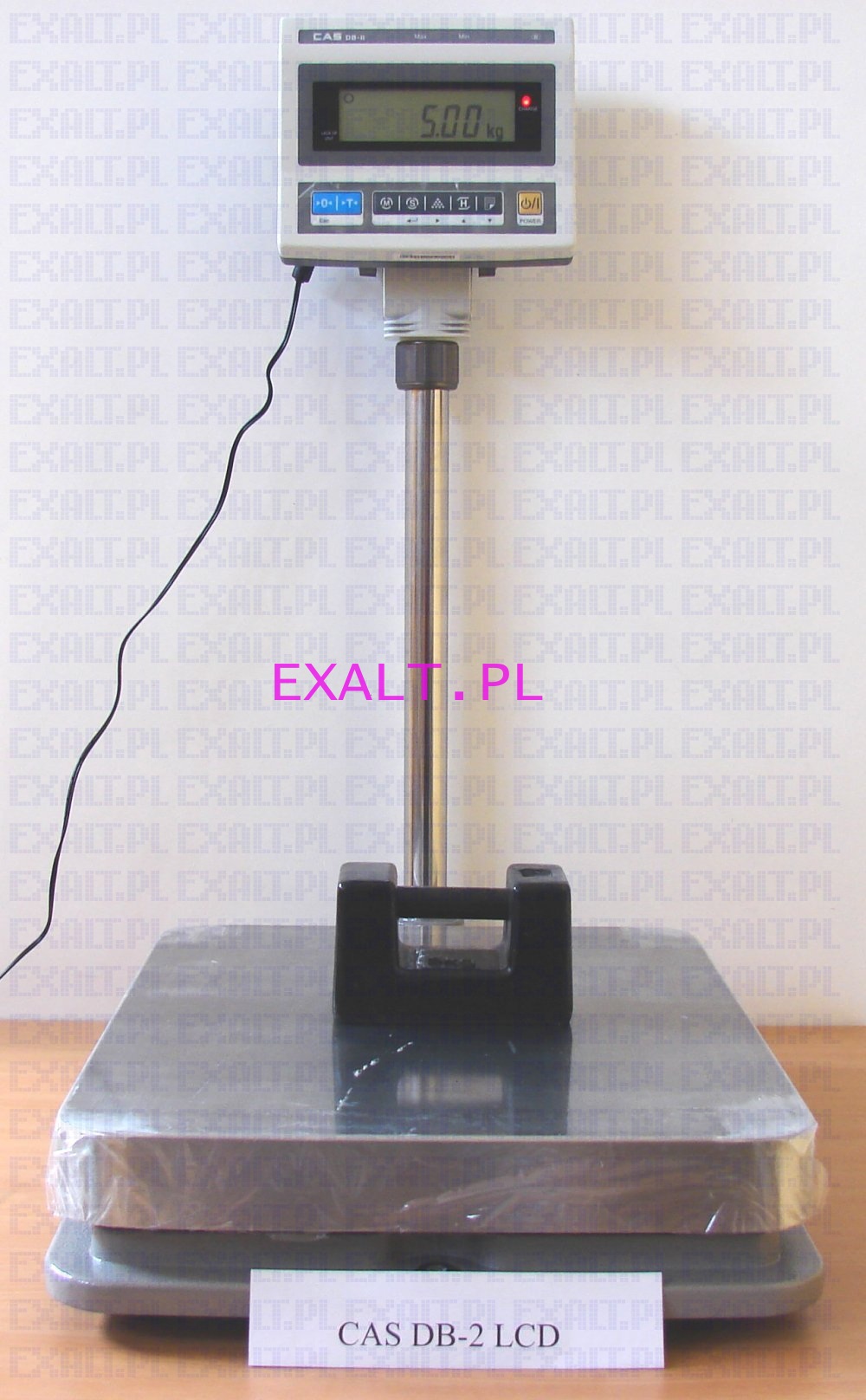 Waga platformowa CAS DB-2 LCD 60kg (Funkcje limitu i liczenia szt.) z interfejsem RS i akumulatorem, legalizowana