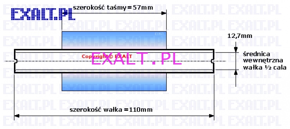 tama termotransferowa woskowa, waek 0,5 cal, szeroko 57mm x 74m, szeroko waka 110mm (standard do drukarek Zebra)