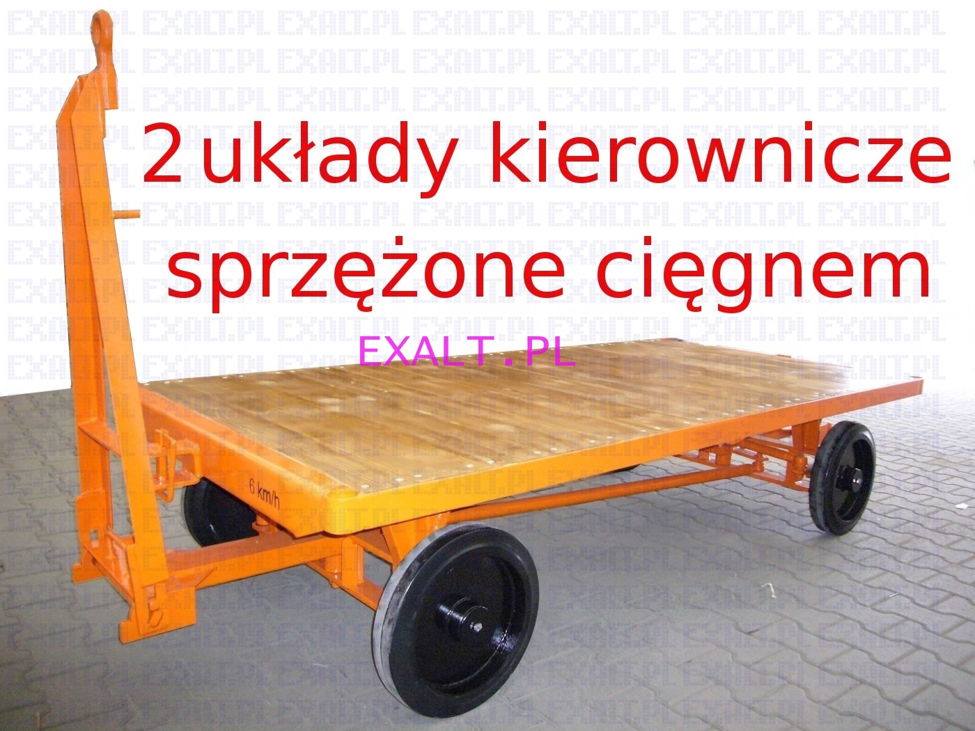 wzek transportowy do bardzo duych obcie, typ A, nono 10 ton, wymiary platformy 2.5x1.25m (2 ukady kierownicze sprzone cignem)