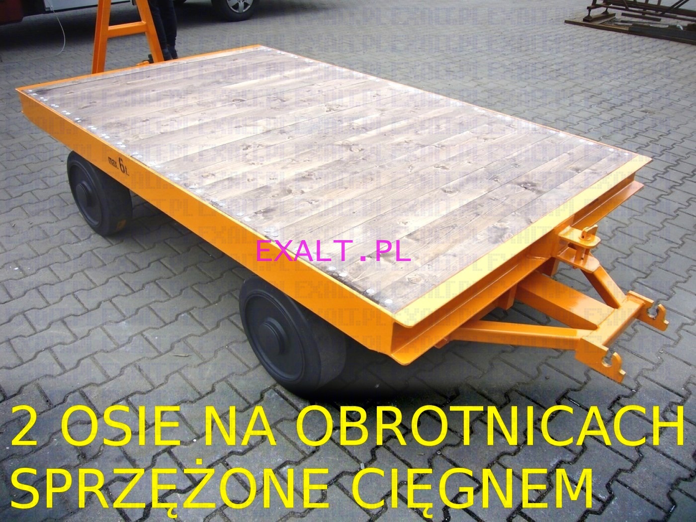 wzek transportowy do bardzo duych obcie, typ DD, nono 10 ton, wymiary platformy 4.0x2.0m (2 osie na obrotnicach)