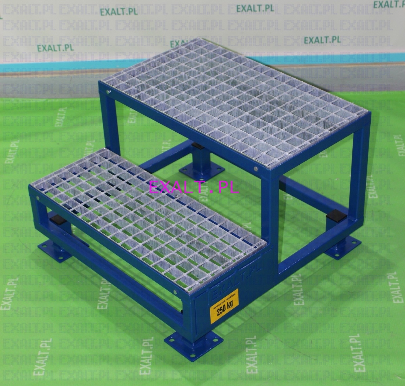 Podest stacjonarny 610x605 na stopach, 2 poziomy (duy podest roboczy + may schodek do wchodzenia) , rozmiary gabarytowe: podstawa 610x605mm, wysoko 400mm