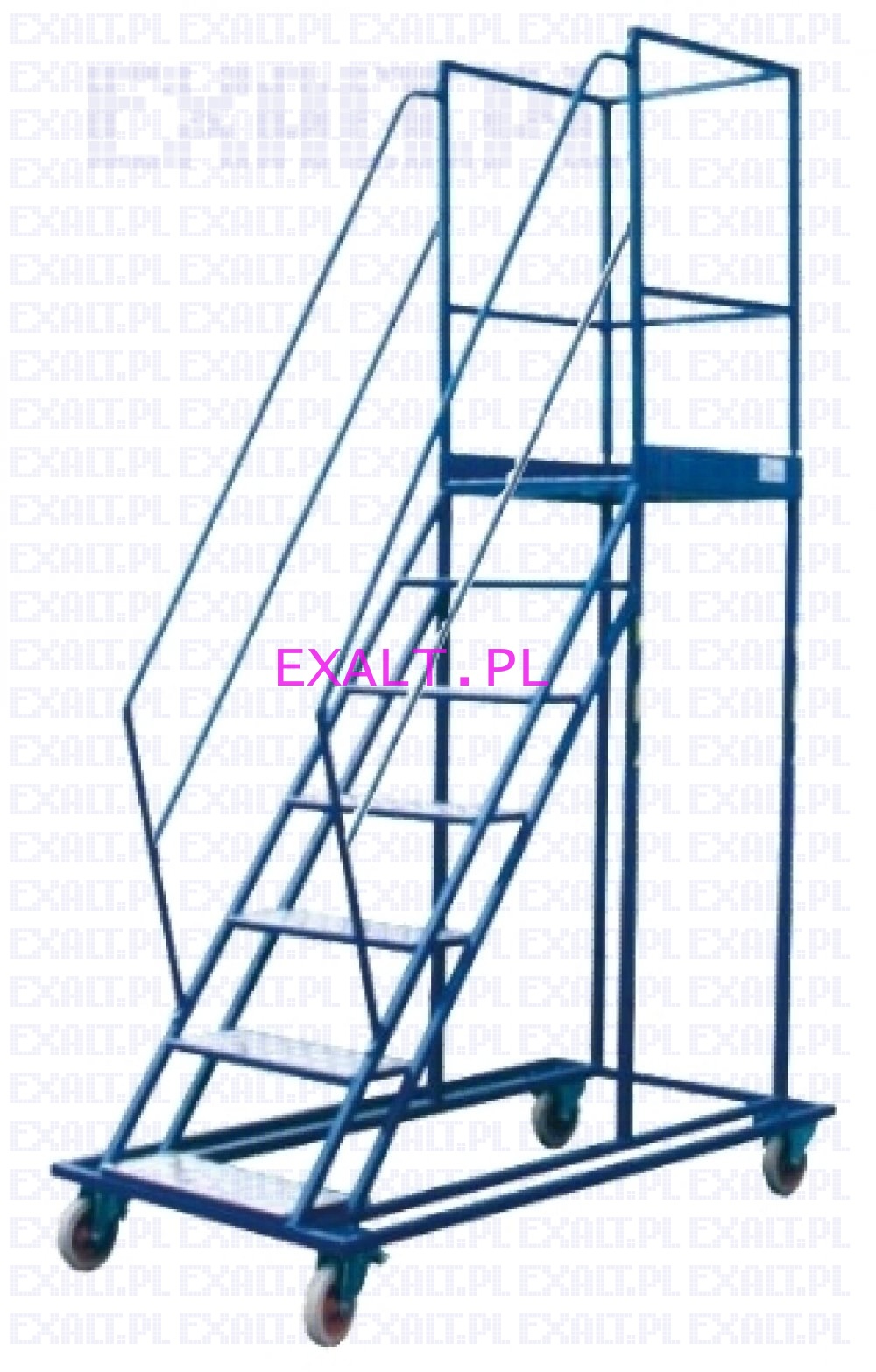 Pomost przejezdny (schody na kkach) WGP-125-PN, liczba schodw: 4, wysoko: 125 cm + barierki ochronne (PN-EN14122-3.2001)