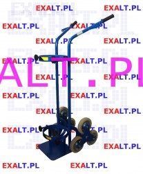 Wzek do transportu po schodach jednej butli z gazem technicznym POLGAZ-1 T-133/7, dopuszczalne obcienie 120kg, koa z tworzywa gumowane, rednica k 160mm, wymiary 1250x530x600mm (mocowania butli na obejmy)