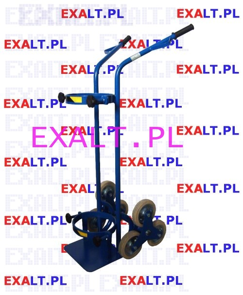 Wzek do transportu po schodach jednej butli z gazem technicznym POLGAZ-1 T-133/7, dopuszczalne obcienie 120kg, koa z tworzywa gumowane, rednica k 160mm, wymiary 1250x530x600mm (mocowania butli na obejmy)