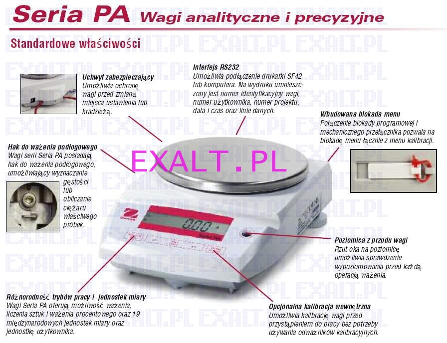 Waga precyzyjna PA213CM/1 zakres: 210g , dokadno: 0.001g , rednica szalki: 120mm , kalibracja wewntrzna, z legalizacj, z oson przeciwpodmuchow