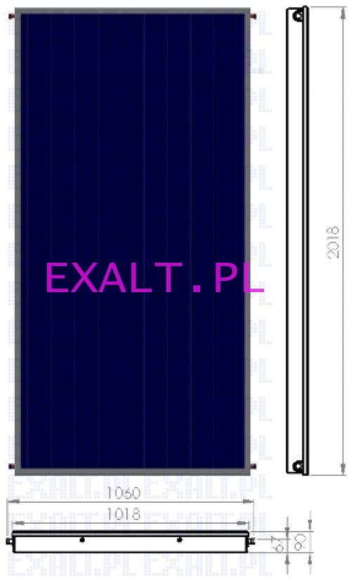 Kolektor soneczny WATT 4020 S przystosowany do montau w pozycji pionowej - wersja do montau w poaci dachu, certyfikat Solar Keymark