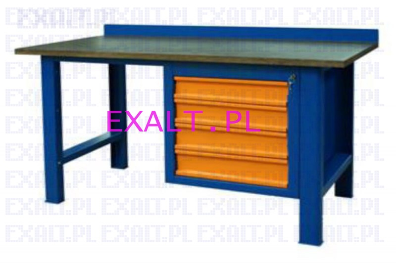 St warsztatowy SP-P, wymiar stou: 2000 x 750 mm + modu SS-4-P-1 z szafk o czterech szufladach o wymiarach 620 x 580 x 650 mm, kolor RAL-2008