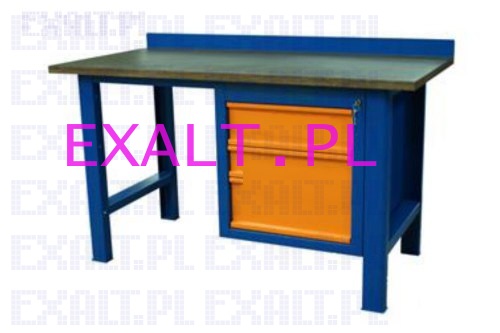 St warsztatowy SP-P, wymiar stou: 1500 x 750 mm + modu SS-d-P-1 z szafk i szuflad o wymiarach 620 x 580 x 650 mm, kolor RAL-5010