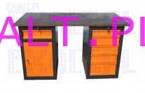 St warsztatowy na cokole SS-P, wymiar stou: 1500 x 745 x 30 mm + 2 moduy SS-d-1/-5, szuflada/drzwi/5/szuflad, kolor RAL-6010