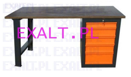St warsztatowy na cokole SS-P, wymiar stou: 2000 x 745 x 30 mm + moduy SS-5, 5/szuflad, kolor RAL-2008