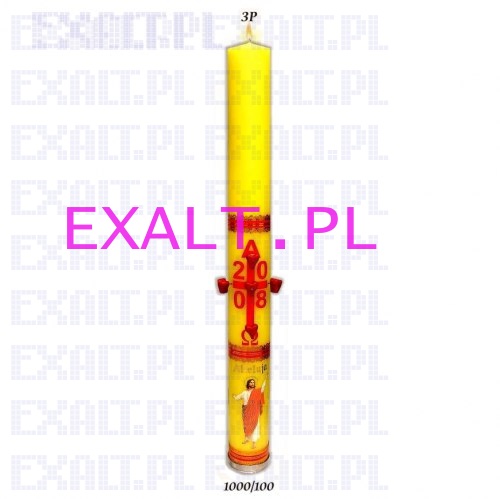 opakowanie 1szt. - wieca paschalna zdobiona, wysoko 100cm, rednica 100mm - (pakowane w tekturowe pudeka bez folii kada wieca oddzielnie)
