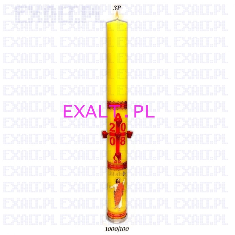 opakowanie 1szt. - wieca paschalna zdobiona, wysoko 100cm, rednica 100mm - (pakowane w tekturowe pudeka bez folii kada wieca oddzielnie)