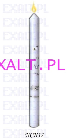 opakowanie 48szt. - wieca do chrztu zdobiona, wysoko 400mm, rednica 33mm - (pakowane w folie i tekturowe pudeka kada wieca oddzielnie i w karton zbiorczy)