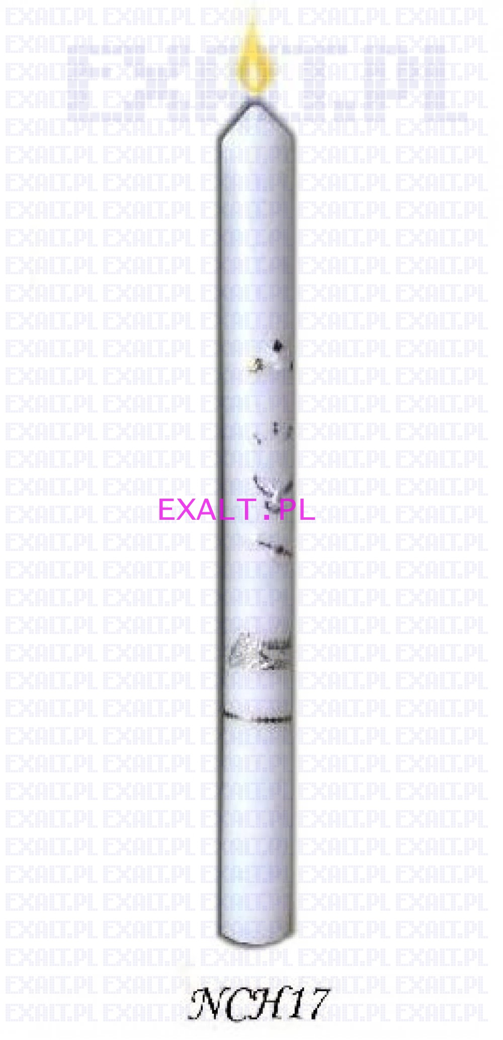 opakowanie 48szt. - wieca do chrztu zdobiona, wysoko 400mm, rednica 33mm - (pakowane w folie i tekturowe pudeka kada wieca oddzielnie i w karton zbiorczy)