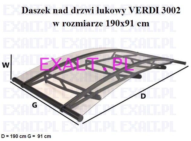 Daszek nad drzwi zadaszenie VERDI 190x91 cm