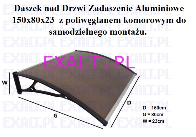 DASZEK NAD DRZWI ALUMINIOWY MODERN 150 x 80