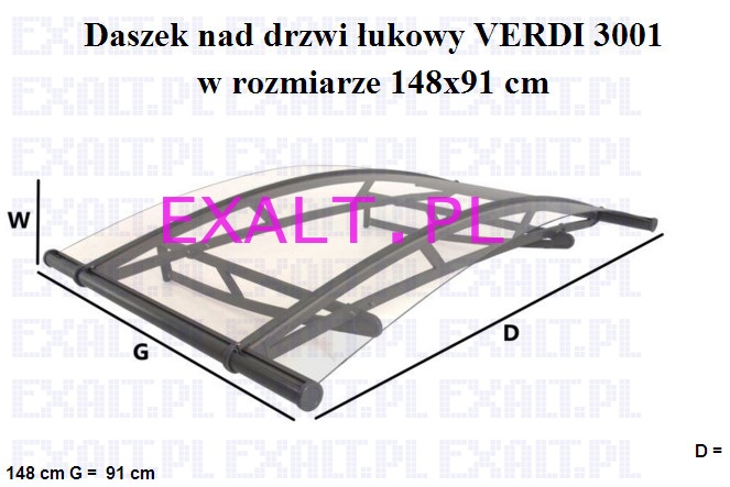 Daszek nad drzwi zadaszenie VERDI 148x91 cm