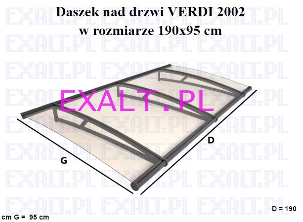 Daszek nad drzwi zadaszenie VERDI 190x95 cm