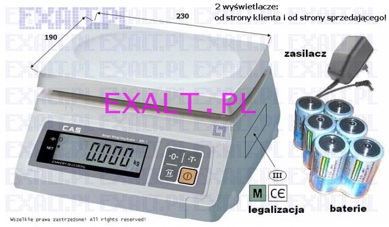 Waga sklepowa SW-1R, zakres: 10kg z dodatkowym zasilaniem na baterie, z legalizacj (nowa, rok prod. 2010, legalizacja 2 lata)