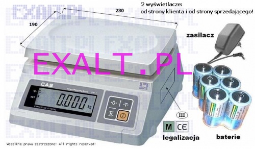 Waga sklepowa SW-1R, zakres: 2kg z dodatkowym zasilaniem na baterie, z legalizacj (nowa, rok prod. 2009, legalizacja 2 lata)