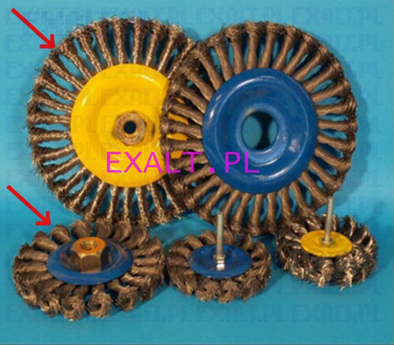 Szczotka tarczowa TSM32 splatana z gwintem, rednica szczotki fi 100 mm, gwint M14, wykonana z drutu kwasoodpornego