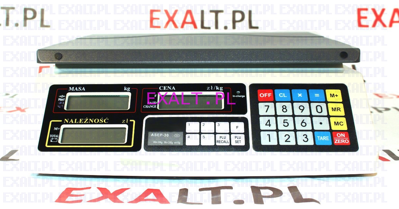 Waga sklepowa kalkulacyjna ASEP-30, zakres 30kg, dokadno 10g, z zasilaniem akumulatorowym, z legalizacj w cenie