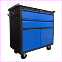 Profesjonalna szafka narzdziowa GSZS 02 R5017, niebieska, wyposaona w dwa koa stae, dwa skrtne oraz rczk