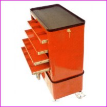 Wzek warsztatowy, narzdziowy GWW 02 zamykany (na aluzje i klucz), 4 szuflady, kolor RAL3020 (czerwony)
