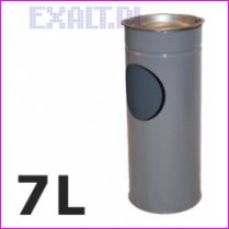 Koszopopielniczka (pojemnik na mieci z popielniczk) - rozmiar may: rednica 18cm, wysoko 55cm, waga 2.1kg, pojemno 7L - kolor stalowo-srebrzysty